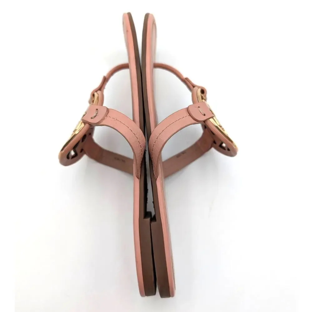 Tory Burch Miller Soft Metal Logo Thong Sandal Light Sand Size US9M EU39.5